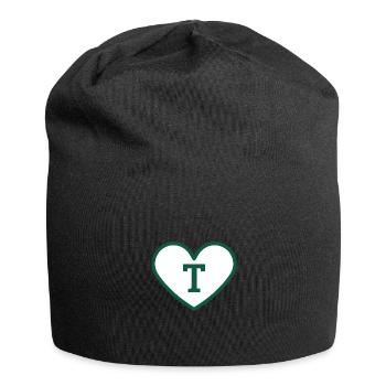Lettre t cœur sport tendance vert - idée cadeau - Bonnet en jersey - noir - Devant