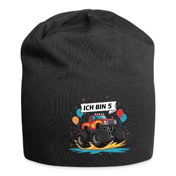 Monster Truck - Ich bin 5 - Einzigartiges Geschenk - Jersey-Beanie - Schwarz - Vorne