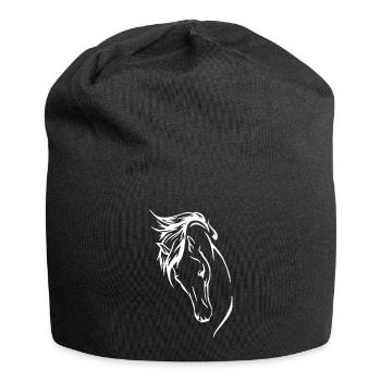 Cheval avec un sifflet - Bonnet en jersey - noir - Devant