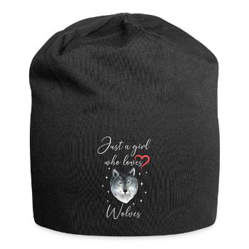 Frau Mädchen Liebe Herz Wolf - Jersey-Beanie - Schwarz - Vorne