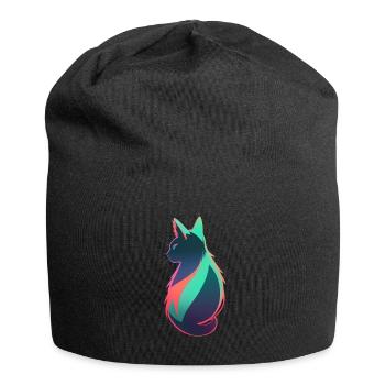 wonderful cat neon colorful colorful - Jersey Beanie - black - Front