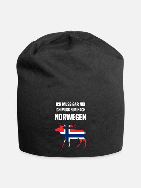 Ich muss gar nix ich muss nur nach Norwegen - Jersey-Beanie - Schwarz