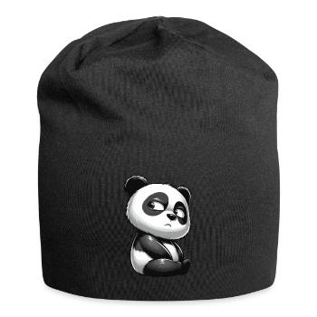 Skeptical Panda Cartoon Cute Doubt - Jersey Beanie - black - Front