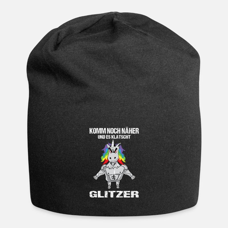 Einhorn - Jersey-Beanie - Schwarz