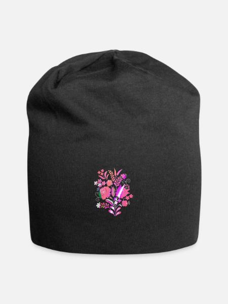 ungarische blumen, blumen, paprika. chilli,ungarn - Jersey-Beanie - Schwarz