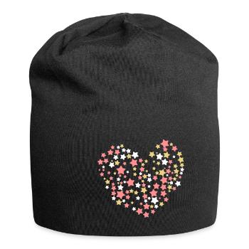 Saint Valentin ou coeur de Noël avec des étoiles - Bonnet en jersey - noir - Devant