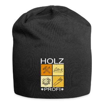 Holz Profi Retro - Jersey-Beanie - Schwarz - Vorne