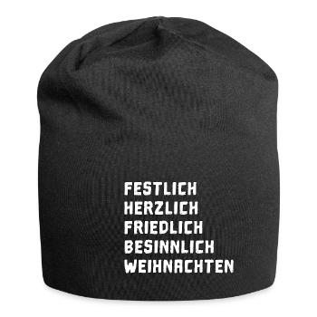 Frohe Weihnacht und besinnliches Heilig Abend - Jersey-Beanie - Schwarz - Vorne