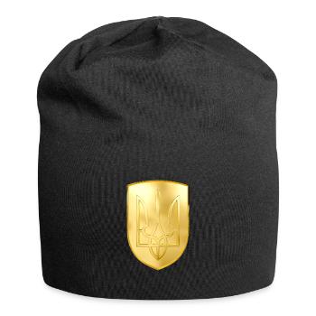 Ukraine Coat of Arms Trident Gerfalke Trident Goldlook - Jersey Beanie - black - Front