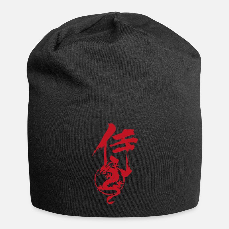 Samurai-Drache - Jersey-Beanie - Schwarz