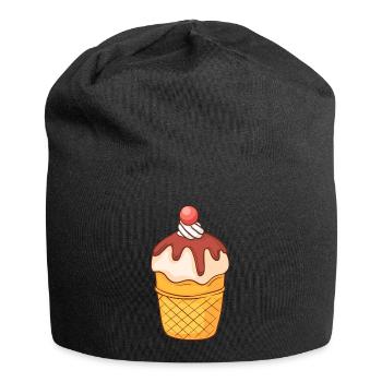Eis Speiseeis Eiskrem Eiscreme Kugeleis Eisbecher - Jersey-Beanie - Schwarz - Vorne