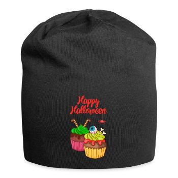 Halloween Cupcake Muffin Kuchen Backen Süßigkeiten - Jersey-Beanie - Schwarz - Vorne