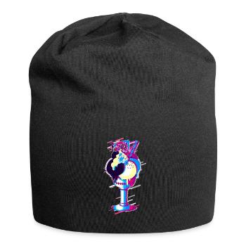Eis Tasse 80er Retro Violett - Jersey-Beanie - Schwarz - Vorne