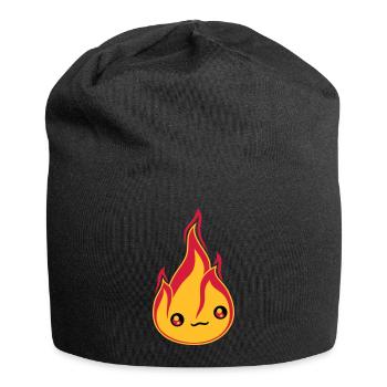 gesicht suess niedlich klein comic cartoon feuer f - Jersey-Beanie - Schwarz - Vorne