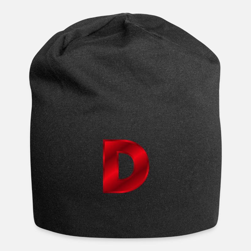 Rotes D - Jersey-Beanie - Schwarz