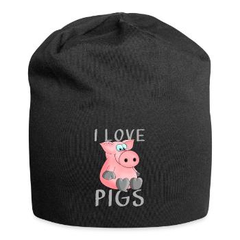I love pigs piglets - Jersey Beanie - black - Front