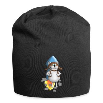 Neuanfang - Rakete - Comic - Jersey-Beanie - Schwarz - Vorne