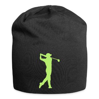 golf swing golfer silhouette drive sport - Jersey Beanie - black - Front