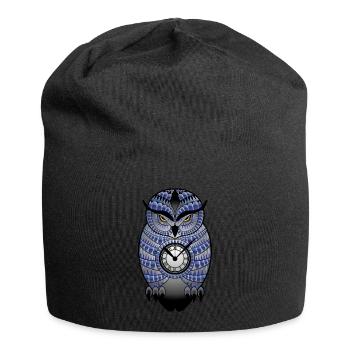 Böse Eule mit Uhr T-Shirt Damen Herren Kinder - Jersey-Beanie - Schwarz - Vorne