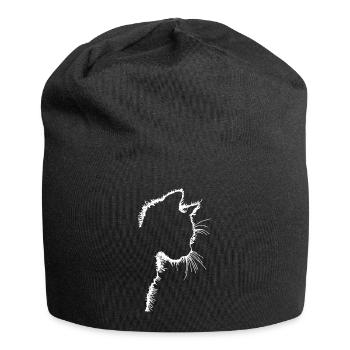 Silhouette de chat en noir et blanc - Bonnet en jersey - noir - Devant