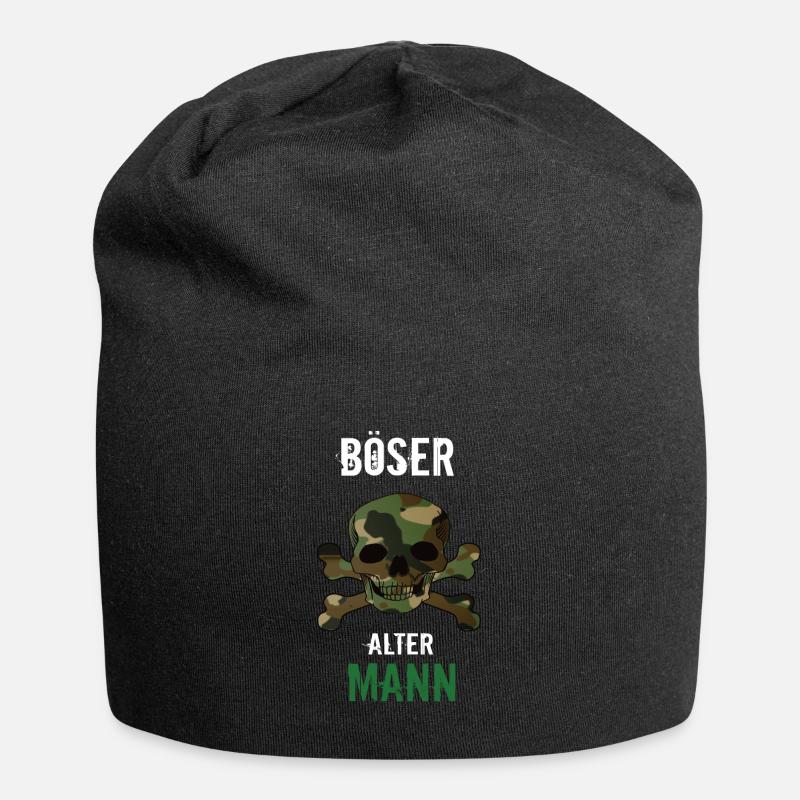 Alter Mann mit Totenkopf in Tarnfarben - Jersey-Beanie - Schwarz