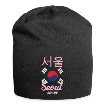 Seoul Korea Südkorea Koreanisch Stadt K-Pop Spruch - Jersey-Beanie - Schwarz - Vorne