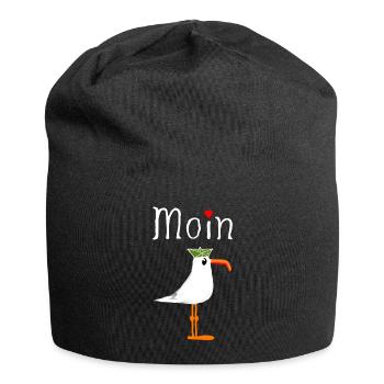 Moin Anker Möwe Seemann Lustig Geschenk - Jersey-Beanie - Schwarz - Vorne