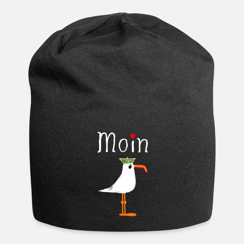 Moin Anker Möwe Seemann Lustig Geschenk - Jersey-Beanie - Schwarz