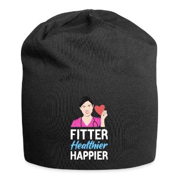 plus en forme, plus en santé, plus heureux - Bonnet en jersey - noir - Devant
