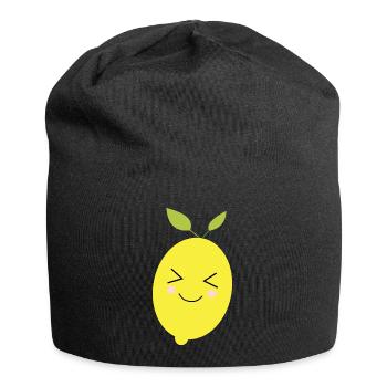 Citron, Citron vert, Citron vert, Fruits, Fruits, Végétalien - Bonnet en jersey - noir - Devant