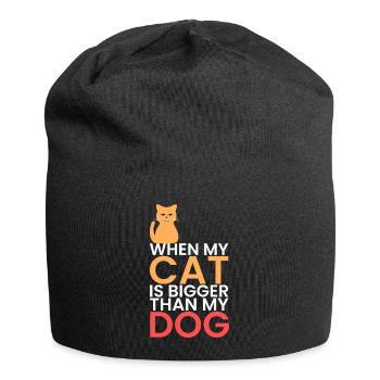 mon chat est plus gros que les chiens - Bonnet en jersey - noir - Devant