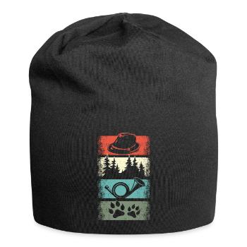 Conception de cor de chasse avec chapeau de feutre de patte de chien de forêt - Bonnet en jersey - noir - Devant