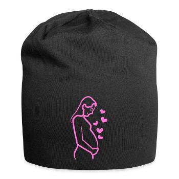 Mama Herz Babybauch Schwangerschaft Schwanger - Jersey-Beanie - Schwarz - Vorne