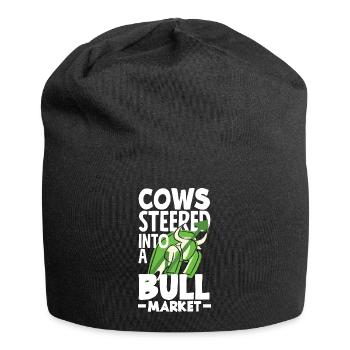 Les vaches se dirigent vers une journée des investisseurs sur le marché haussier - Bonnet en jersey - noir - Devant