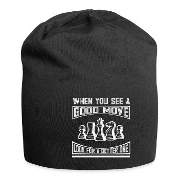 Lusitger Schachspieler Spruch I Schach - Jersey-Beanie - Schwarz - Vorne