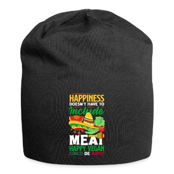Happiness doesn't have to include meat Vegan - Jersey-Beanie - Schwarz - Vorne