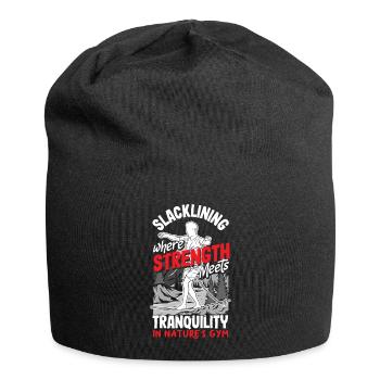 Slacklining, where strength meets tranquility, in - Jersey Beanie - black - Front
