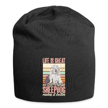 Vieux chien de berger anglais Sheepie Bobtail - Bonnet en jersey - noir - Devant