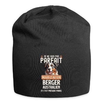 Berger australien chien doux - Bonnet en jersey - noir - Devant
