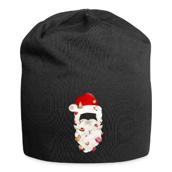 Santa Claus beard studded with Christmas cookies - Jersey Beanie - black - Front