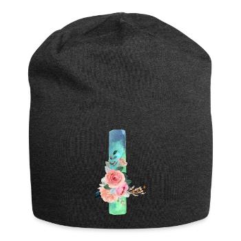 Lettre I watercolor - Bonnet en jersey - charbon - Devant