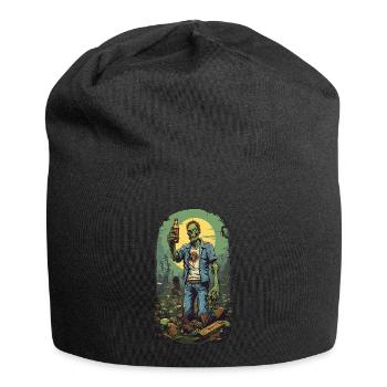 Funny Halloween Zombie Beer Retro Party Design - Jersey Beanie - black - Front