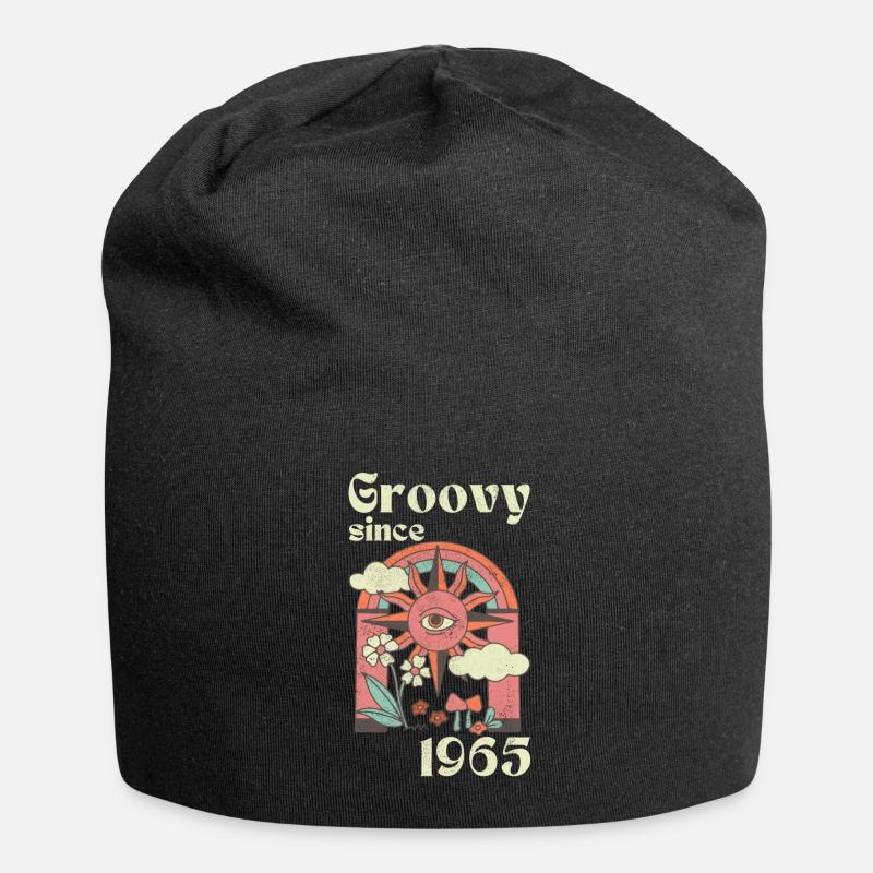 Groovy since 1965 mit Retro Grafik - Jersey-Beanie - Schwarz