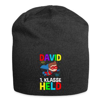 Schoolchild David 1st Grade Hero - Jersey Beanie - charcoal grey - Front