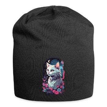 Gothic Vintage Cat Darkness Aesthetic - Jersey Beanie - black - Front