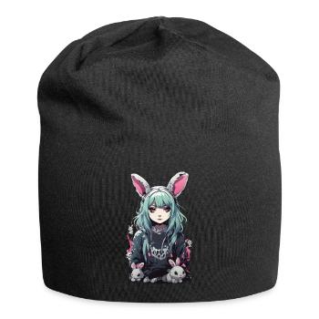 Anime Bunny gothique e-Girl Vintage Design - Bonnet en jersey - noir - Devant