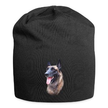 tête de chien malinois - Bonnet en jersey - noir - Devant