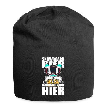 Lustiger Spruch Snowboard Bier darum bin ich hier - Jersey-Beanie - Schwarz - Vorne