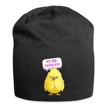Poulet - Je suis joyeux - Bonnet en jersey - noir - Devant