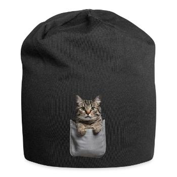 Korat-Katze in der Tasche Geschenk - Jersey-Beanie - Schwarz - Vorne
